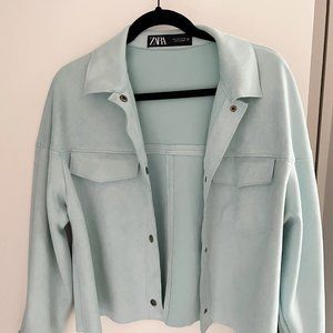Zara Faux Suede Blue Overshirt/Light Jacket, Size S